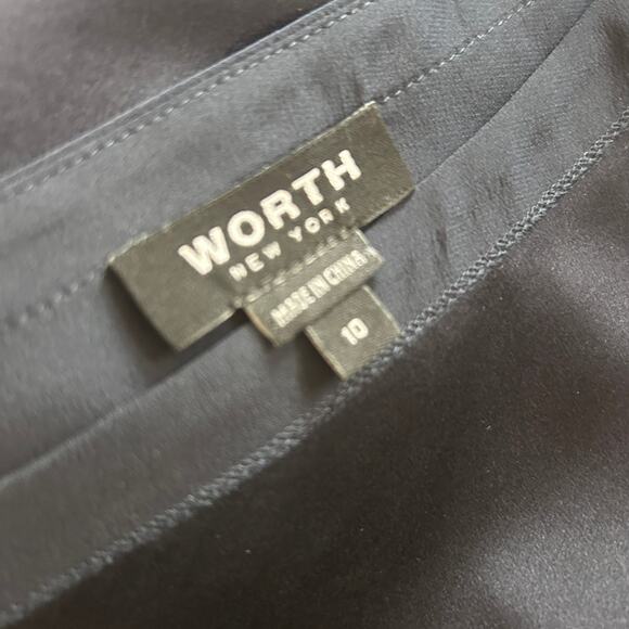 Worth New York Navy Silk One Shoulder Long Sleeve Blouse Top Womens Size 10 - Picture 6 of 6